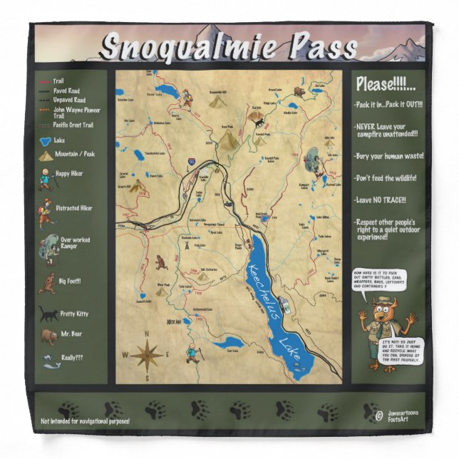 Snoqualmie pass map bandana (Front)