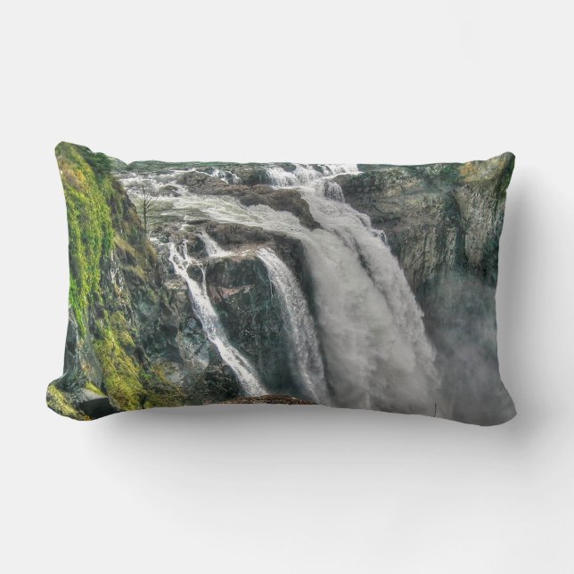 Snoqualmie River Falls Washington, US Nature Photo Lumbar Pillow (Front)