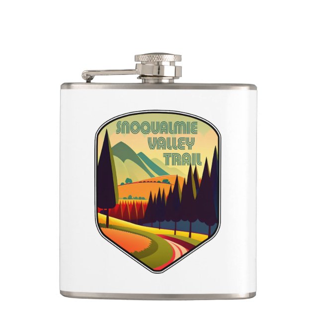 Snoqualmie Valley Trail Washington State Colors Flask (Front)