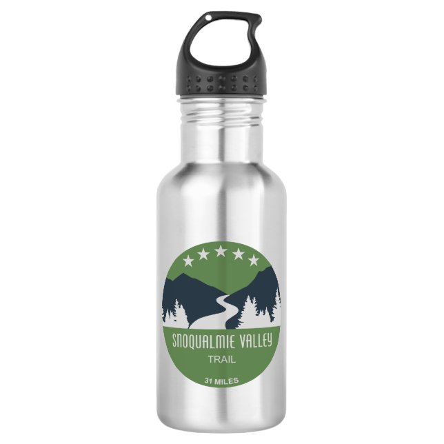 Snoqualmie Valley Trail Washington State Stainless Steel Water Bottle (Front)
