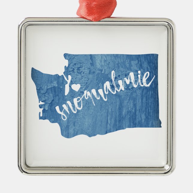 Snoqualmie Washington Wood Grain Metal Ornament (Front)