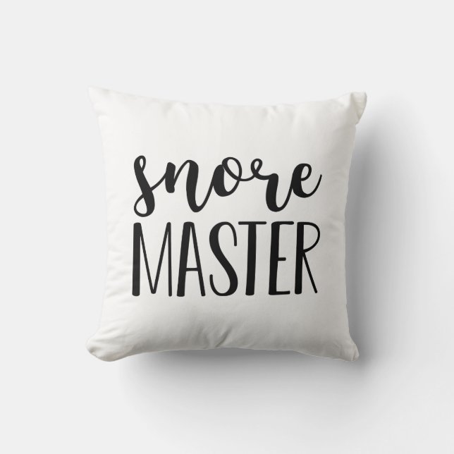 Snore Master Throw Pillow (Front)