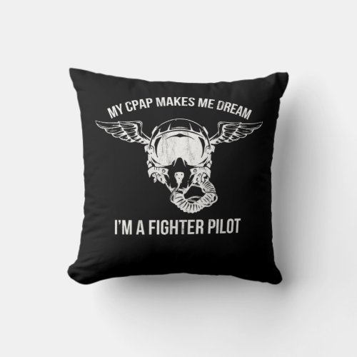 Snoring Cpap As A Fighter Pilot Mask Funny  Throw Pillow