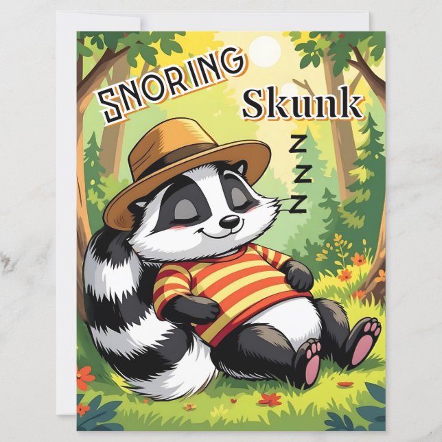 Snoring Skunk | Cute Cartoon Kid's Nursery Art (Front)