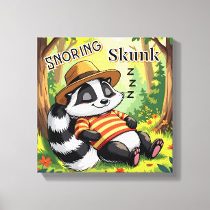 Snoring Skunk Cute Cartoon Kid's Nursery Art Canvas Print