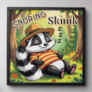 Snoring Skunk Cute Cartoon Kid's Nursery Art Peel And Stick Photo Tile
