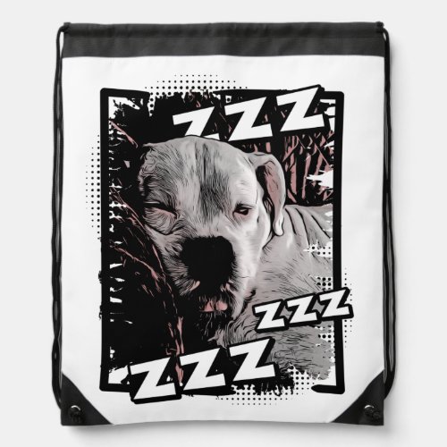 Snoring White Boxer Drawstring Bag