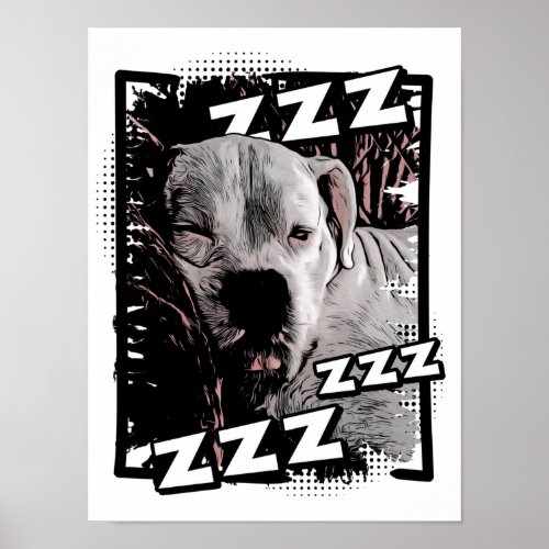 Snoring White Boxer Poster