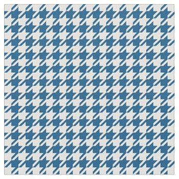 Snorkel Blue & White Houndstooth Fabric by StripyStripes at Zazzle