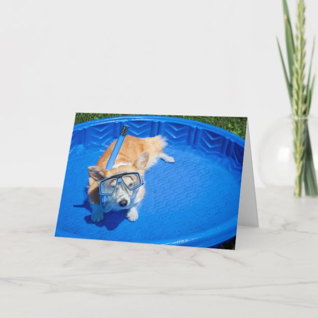 Snorkel Corgi birthday greeting card (Front)