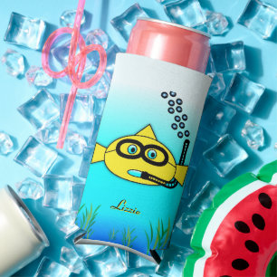 Snorkel Fish Personalized with Name Seltzer Can Cooler