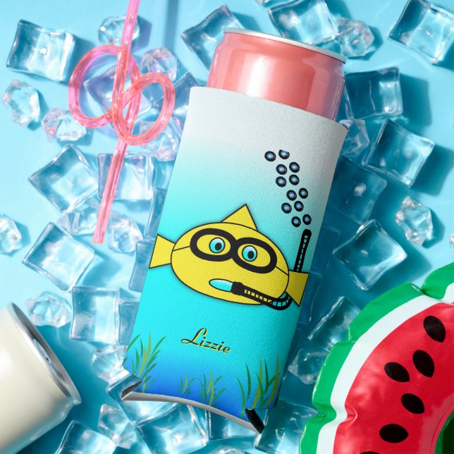 Snorkel Fish Personalized with Name Seltzer Can Cooler (In Situ Summer)