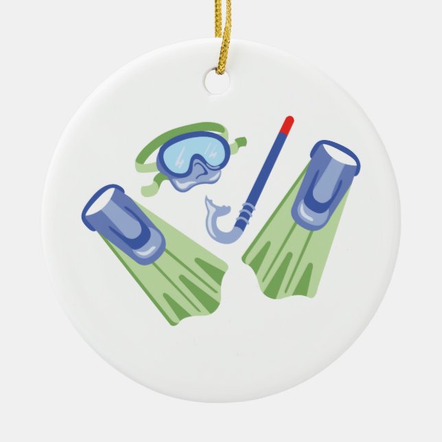Snorkel & Flippers Ceramic Ornament (Front)