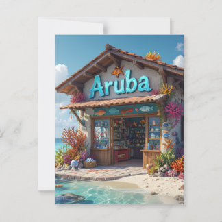 snorkel shop aruba postcard