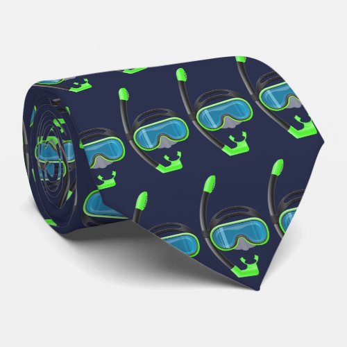 snorkel snorkelling water sports double sided navy neck tie