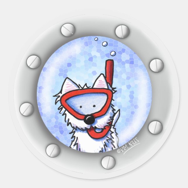 Snorkel Westie Porthole KiniArt Classic Round Sticker (Front)