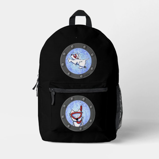 Snorkel Westie Portholes KiniArt Printed Backpack (Front)