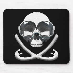 Snorkeling and Scuba Diving Pirate Skull Flag Mouse Pad