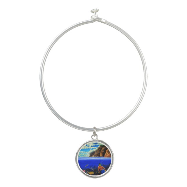Snorkeling at Black Rock  Bangle Bracelet (Front)