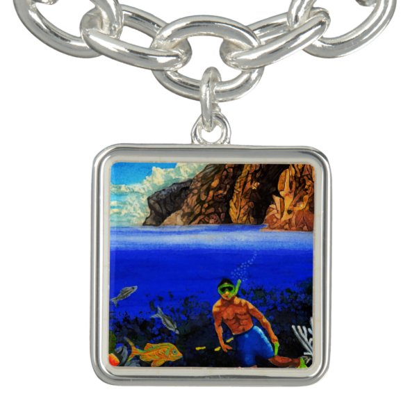 Snorkeling at Black Rock Silver Plated Bracelet