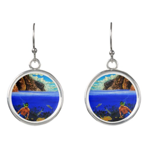 Snorkeling at Black Rock Earrings