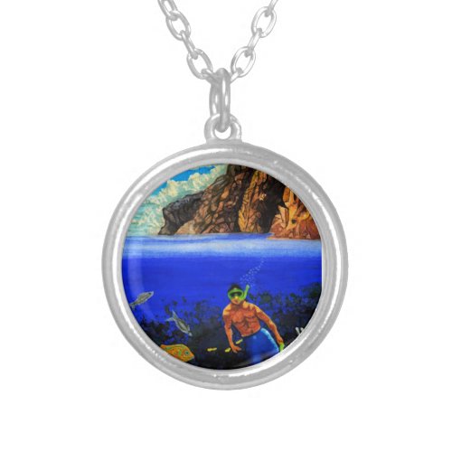 Snorkeling at Black Rock Silver Plated Necklace
