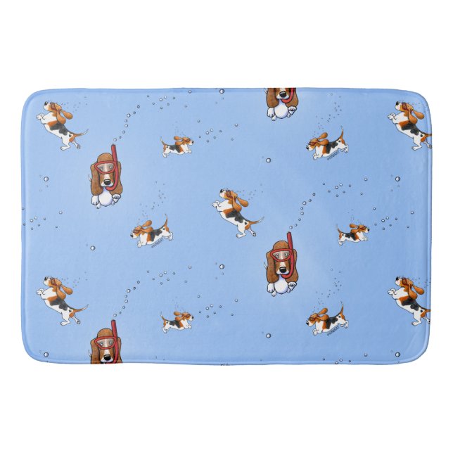 Snorkeling Basset Hounds Bathroom Mat (Front)