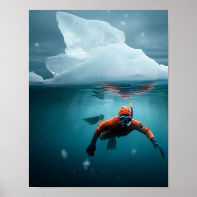 Snorkeling below the ice poster (Front)