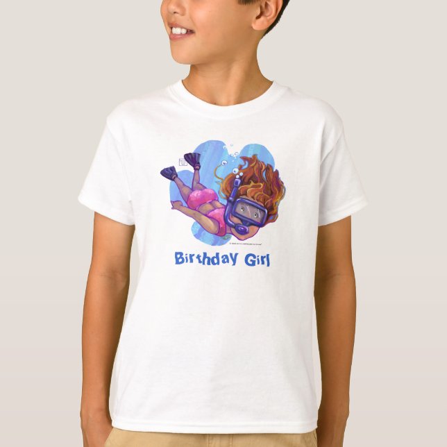 Snorkeling Birthday Girl Light T-Shirt (Front)