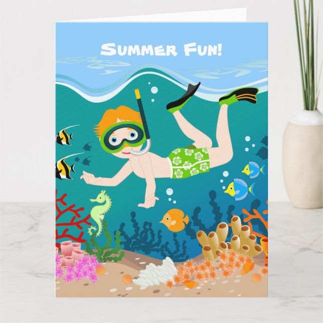 Snorkeling boy under the sea card (Front)