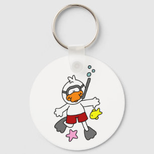 Snorkeling Duck at Beach Keychain