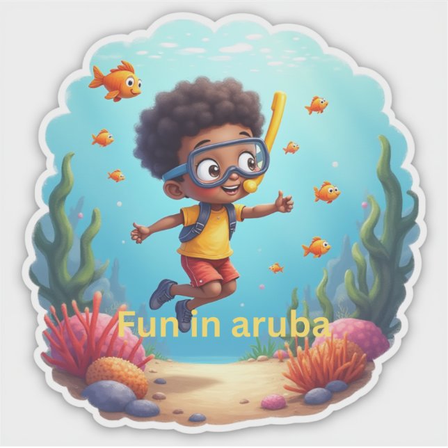 Snorkeling fun in aruba sticker (Front)