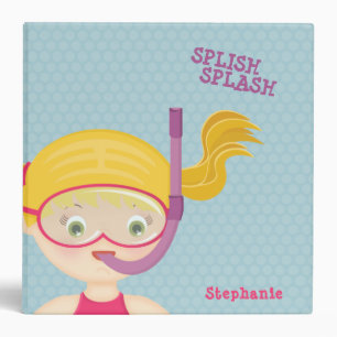 Snorkeling Girl Beach Party 3 Ring Binder