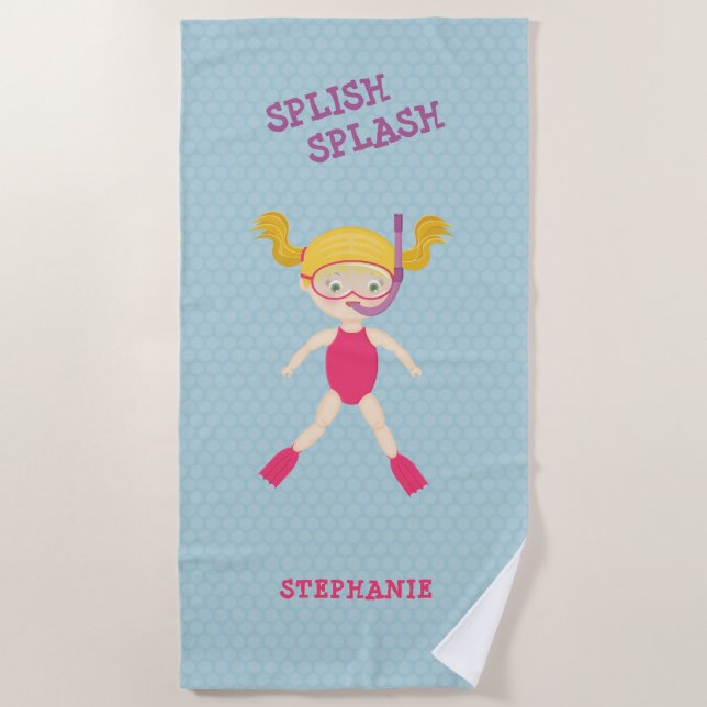 Snorkeling Girl Beach Party Beach Towel (Front)