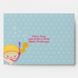 Snorkeling Girl Beach Party Envelope