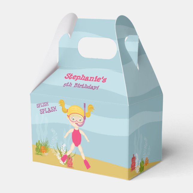 Snorkeling Girl Beach Party Favor Boxes (Front Side)