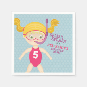 Snorkeling Girl Beach Party Napkins