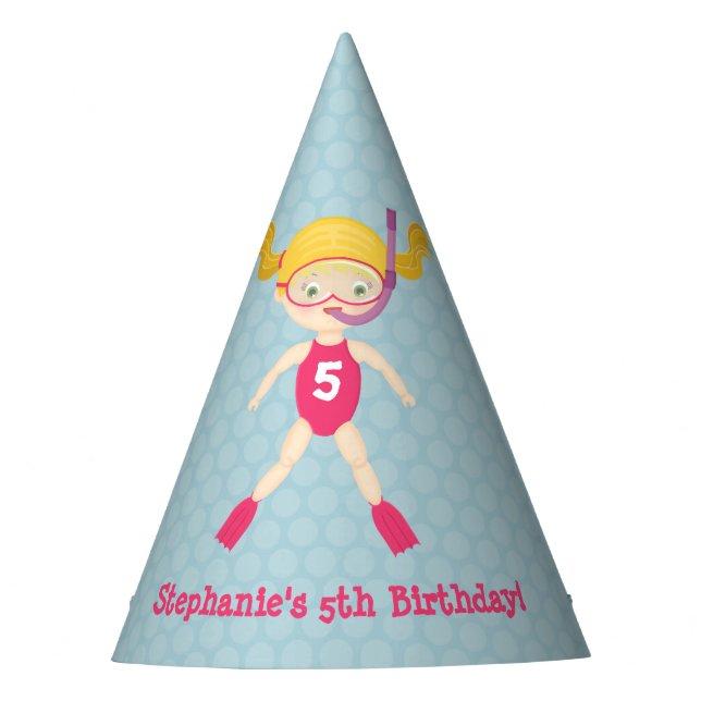 Snorkeling Girl Beach Party Party Hat (Front)