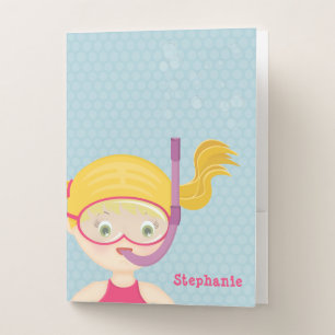Snorkeling Girl Beach Party Pocket Folder