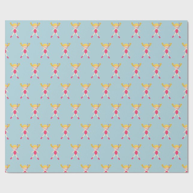 Snorkeling Girl Beach Party Wrapping Paper (Flat)
