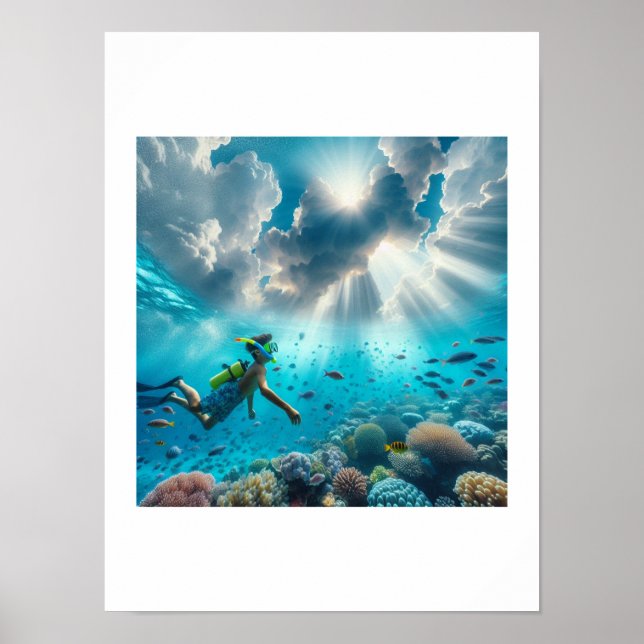 Snorkeling in a beautiful reef poster (Front)
