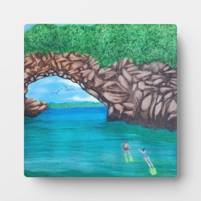 Snorkeling in Paradise Tabletop Plaque with Easel (Front)