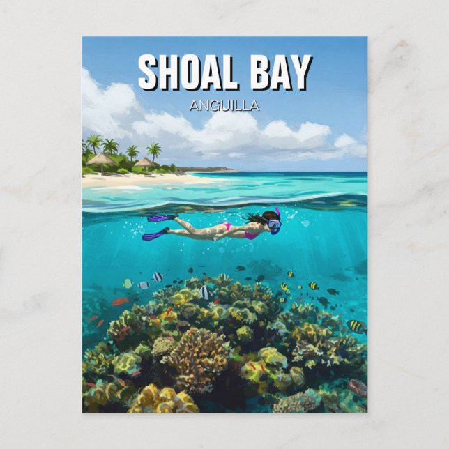 Snorkeling in Shoal Bay Anguilla Travel Postcard (Front)