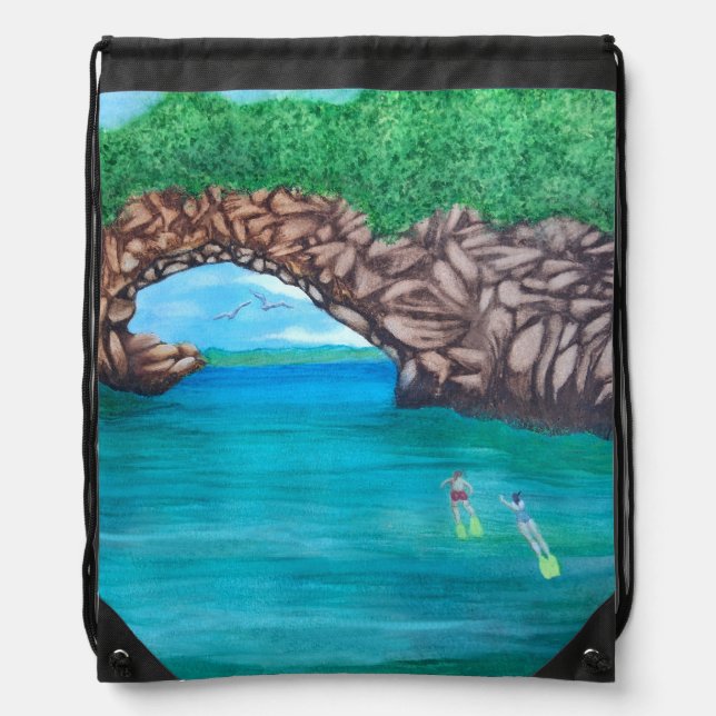 Snorkeling in Wonderland  Drawstring Bag (Front)