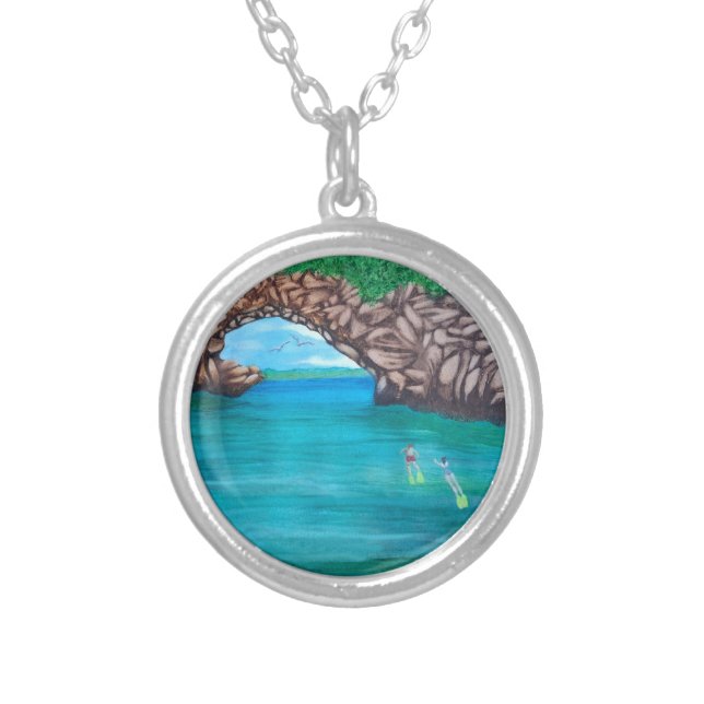 Snorkeling in Wonderland Silver Plated Necklace (Front)