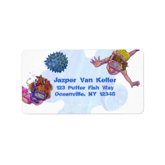 Snorkeling Kids Address Label