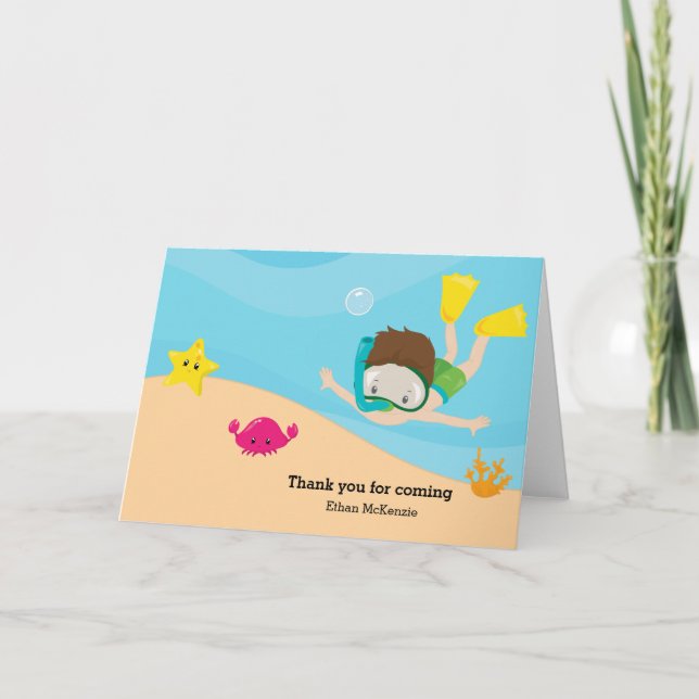 Snorkeling Letterpress Thank You Card (Front)