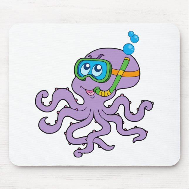 Snorkeling Octopus Mouse Pad (Front)