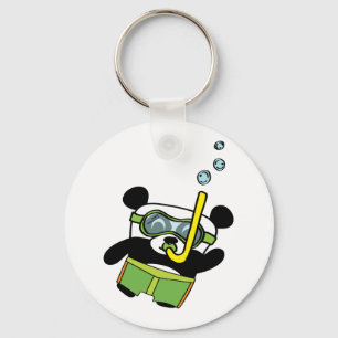 Snorkeling Panda with Goggles and Swimsuit Keychain