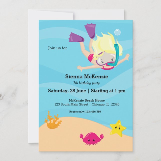 Snorkeling party invitation (Front)